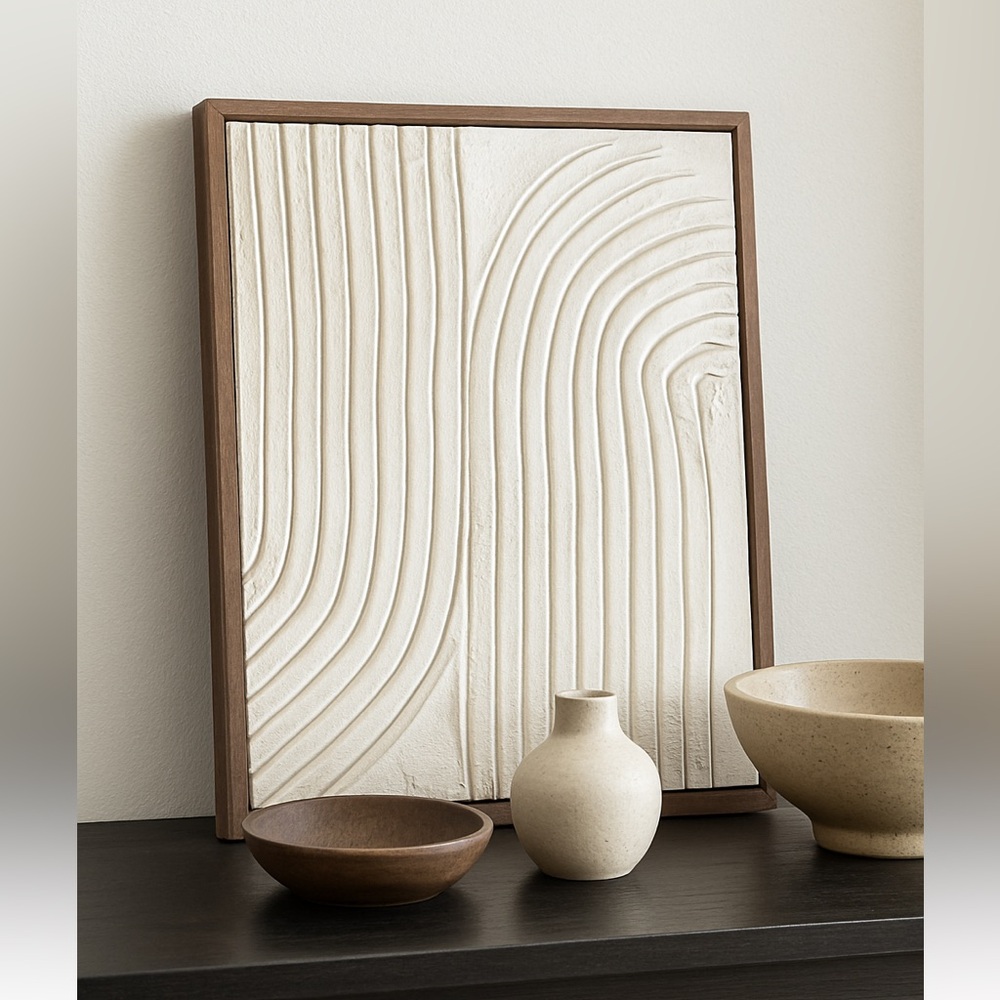Minimalist Textured Wall Art – 14” x 11.5” – Neutral Tones